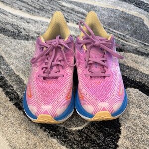 Women's Pink and Blue  Hoka Athletic Shoes